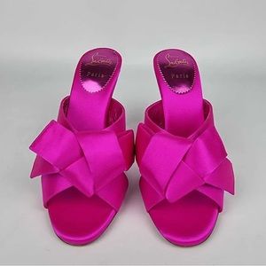 Christian Louboutin Matricia 100 Pink Satin Mules Size 41